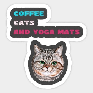 Coffee cats and yoga mats funny yoga and cat drawing Sticker